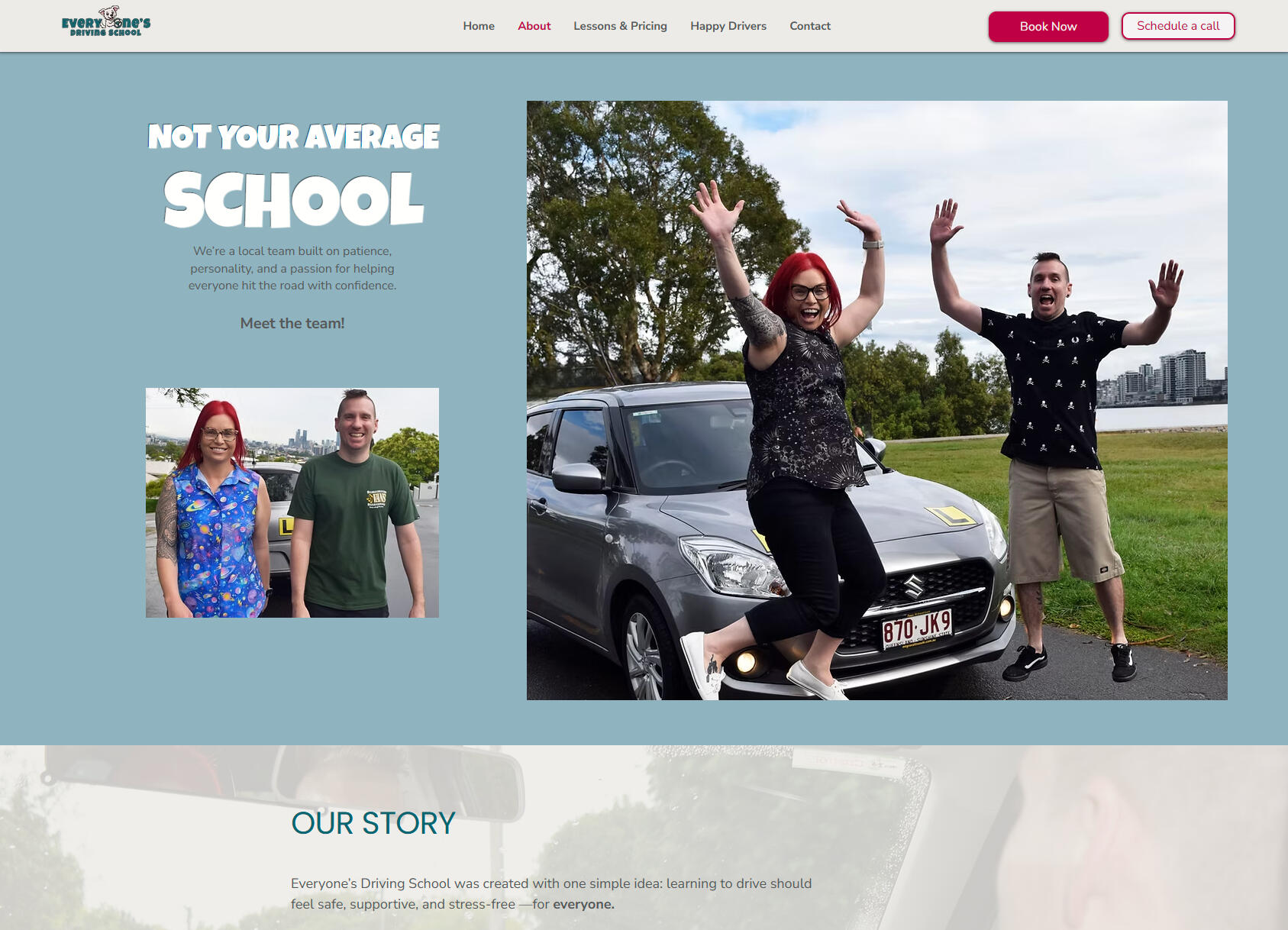 Screenshot of everyone's driving school website