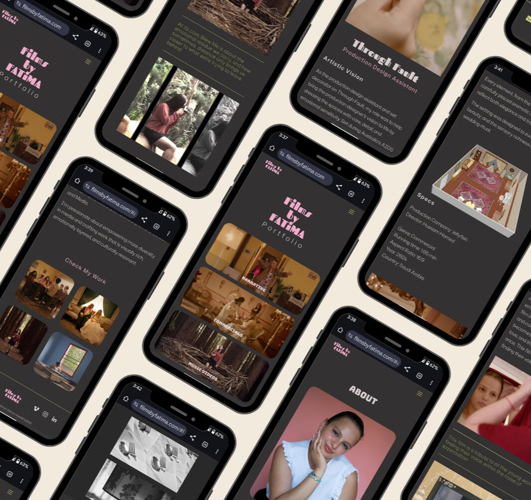Films by Fatima Portfolio website -mobile Films by Fatima Portfolio website -mobile mockup