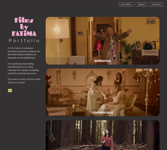 Films by Fatima - Portfolio Website Films by Fatima website screenshot