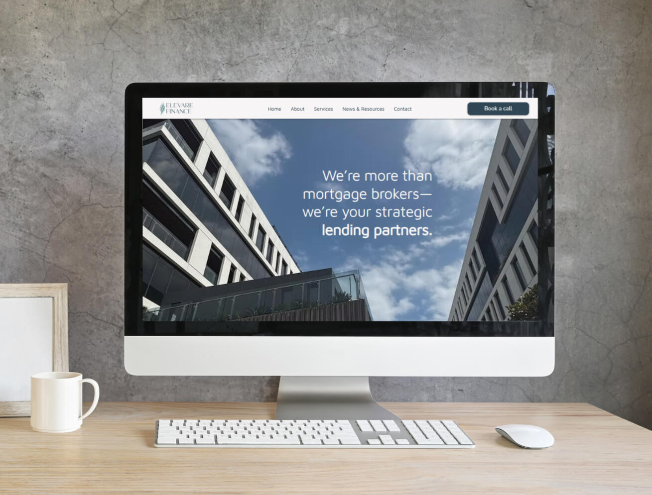 Elevare Finance website - desktop Elevare Finance website - desktop mockup
