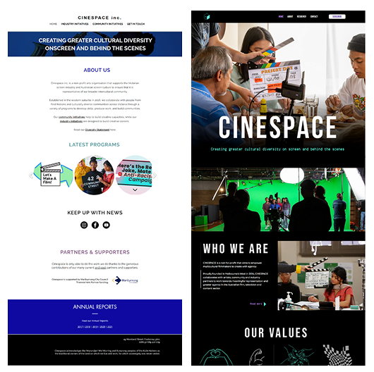 Before and After - Cinespace homepage Before and After - Cinespace homepage screenshots