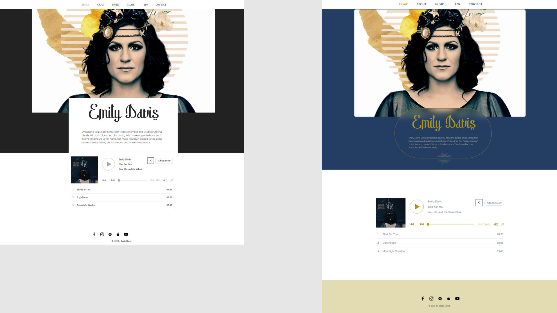 Before and After - Emily Davis homepage Before and After - Emily Davis homapage screenshots