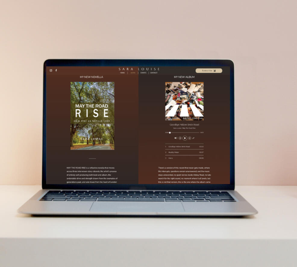 Sara Louise landing page - laptop Sara Louise landing page - laptop mockup