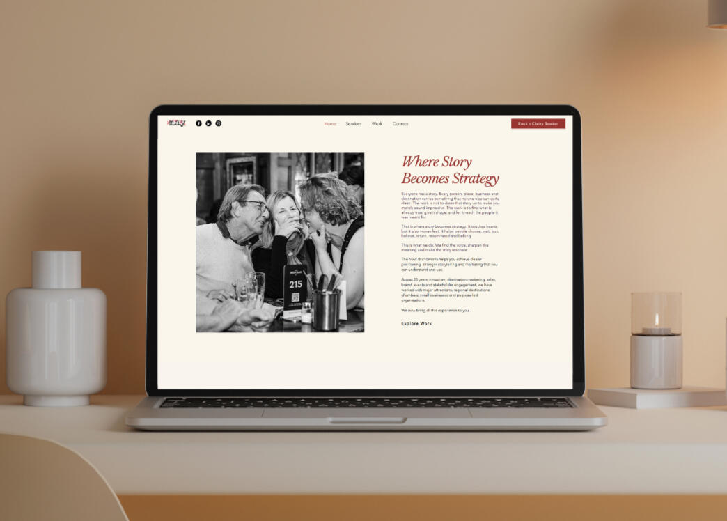 The May Brandworks landing page - desktop mockup