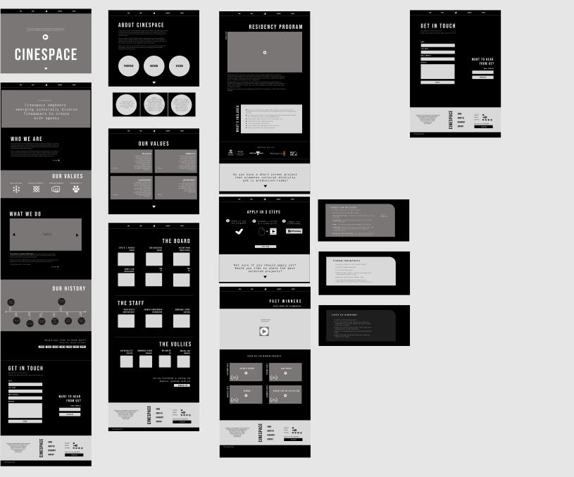 Cinespace website wireframe