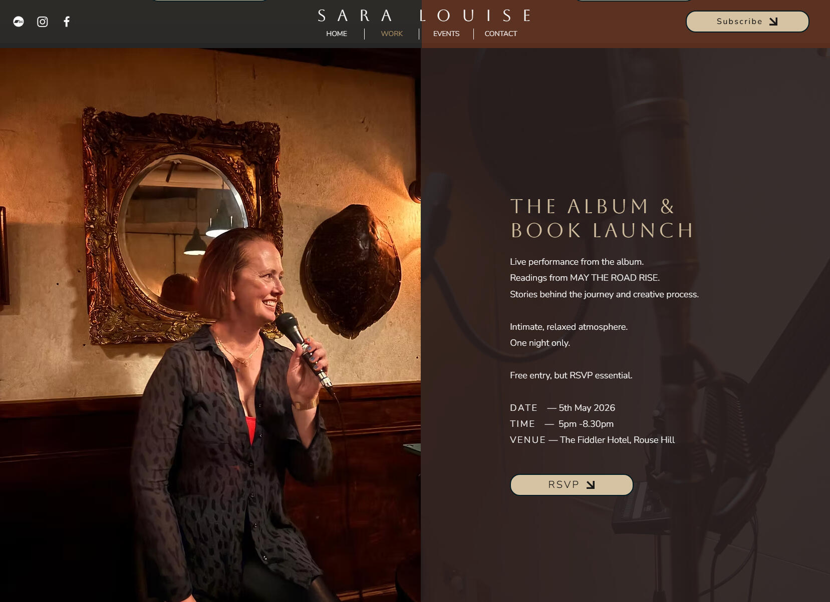 Sara Louise landing page screenshot