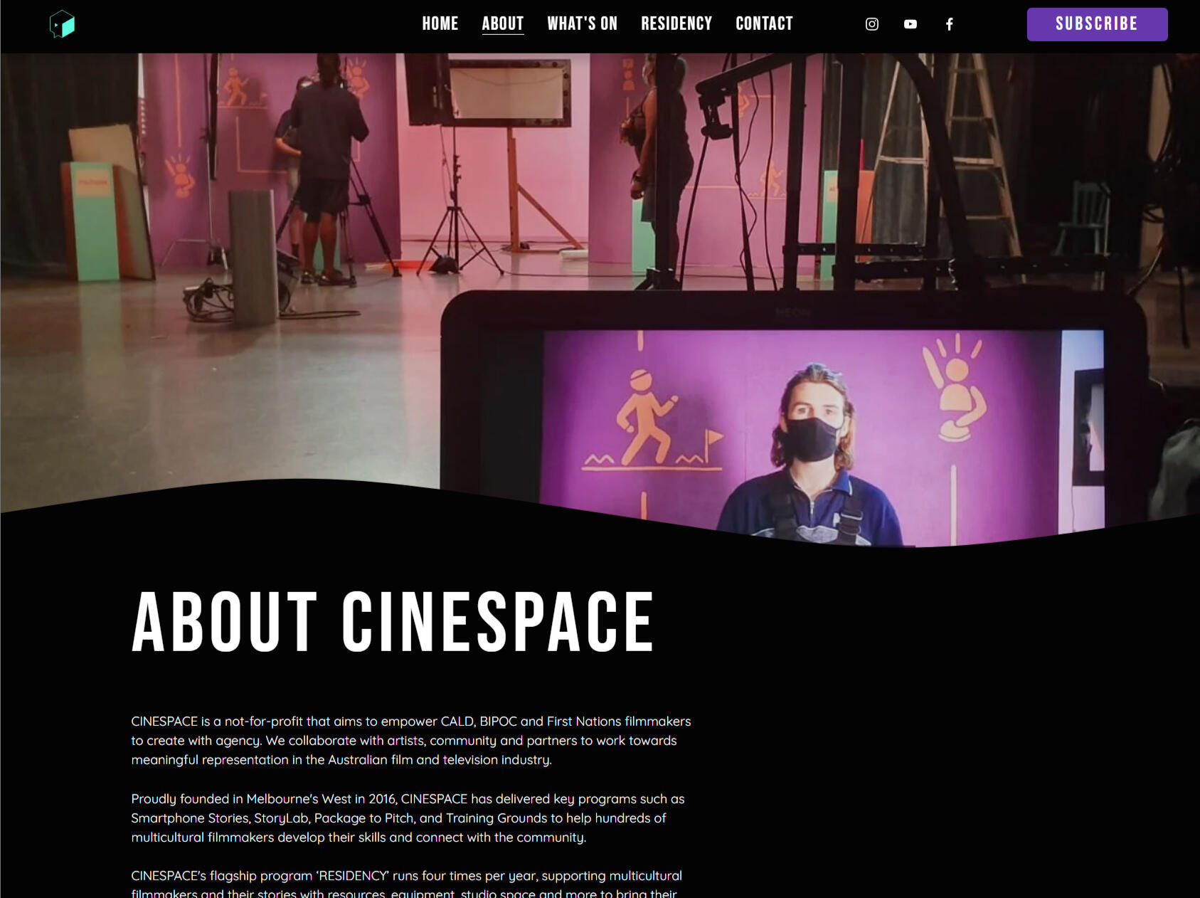 Cinespace - Website Redesign About Page of the Cinespace website screenshot