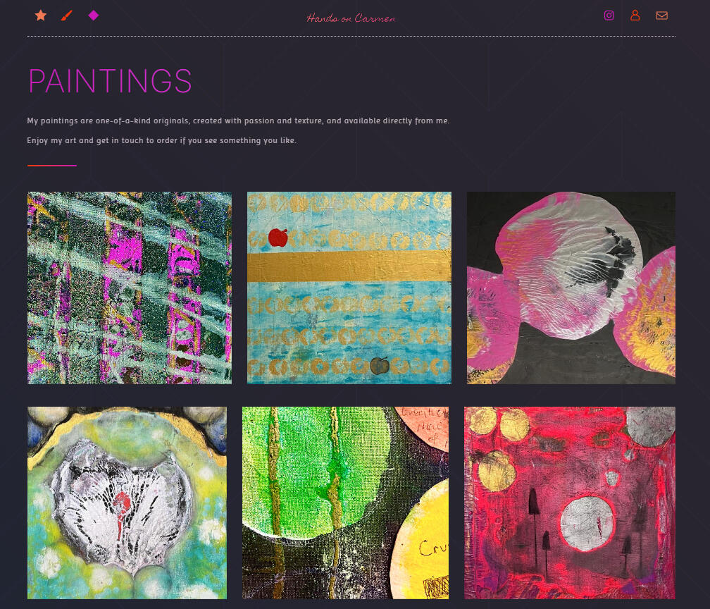 Screenshot of handsoncarmen website